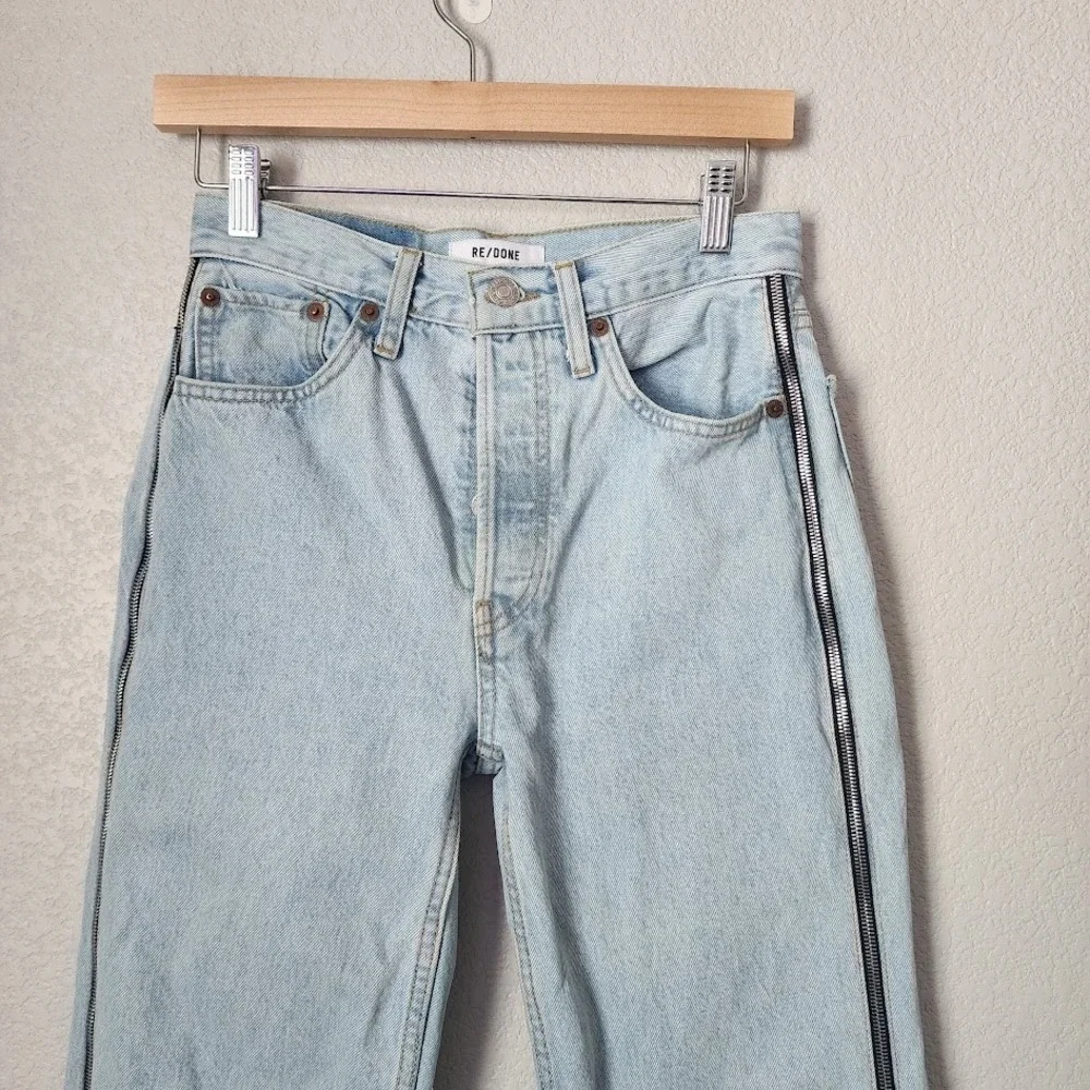 RE/DONE 90s high rise loose jeans zip side detail light wash size 26